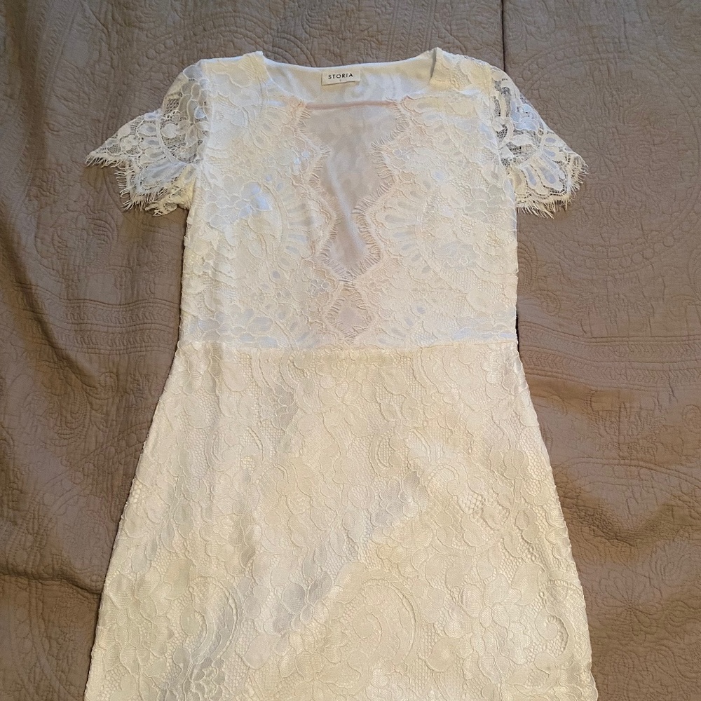 Baltic Born White Lace Midi Dress
